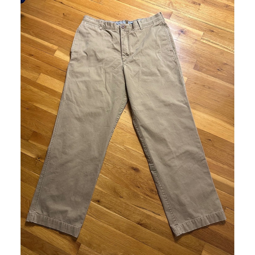 Timberland Mens Khaki Chino Pants 38x32 Wide Leg Cotton Twill Tan Trousers